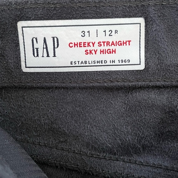 Gap Sky High Rise Faux Leather Cheeky Straight Pants Black Size 31/12R Chic Edgy - Picture 9 of 13